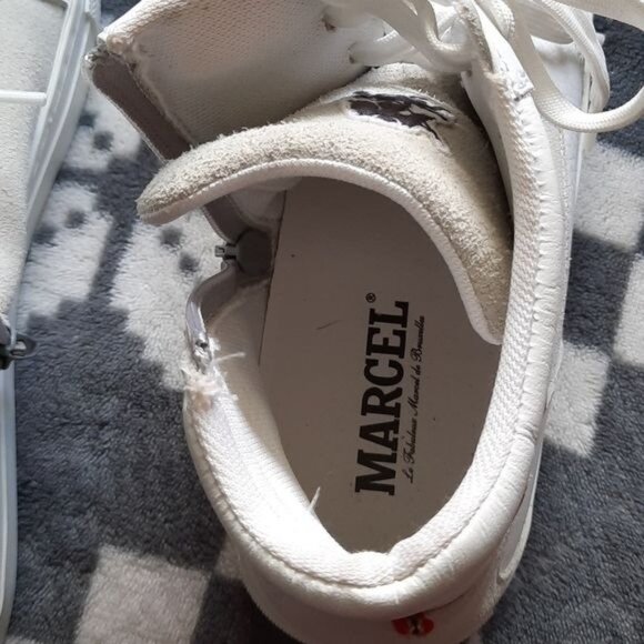 Marcel de Bruxelles White Leather Suede Side Zipper High Top Men's Sneakers 40/7 - Picture 12 of 16